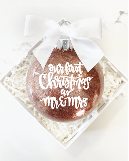 Our First Christmas As Mr &amp; Mrs Ornament UV DTF Sticker