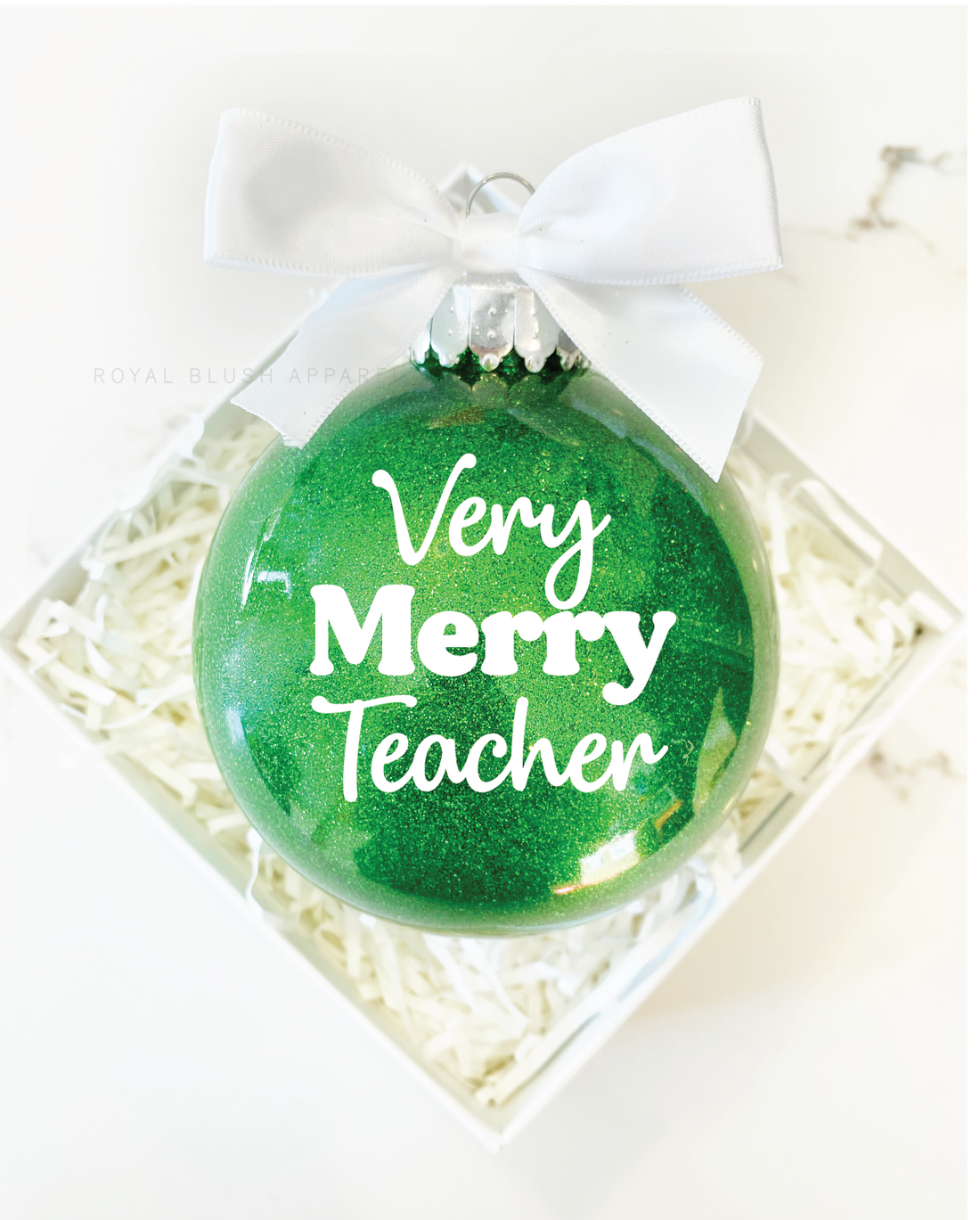 Very Merry Teacher 4&quot; Ornament UV DTF Sticker