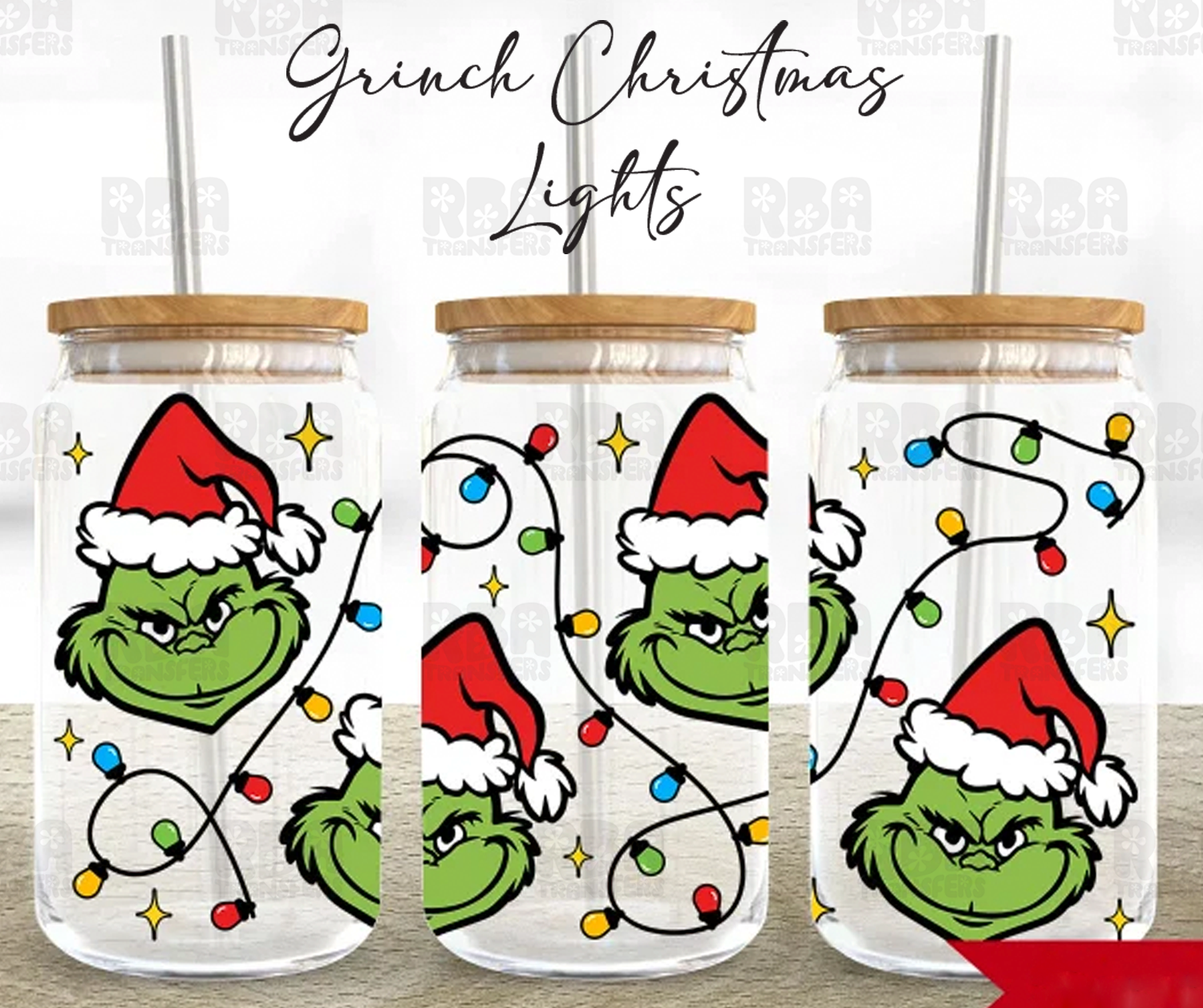 Les lumières de Noël Grinch enveloppent l’autocollant UV DTF