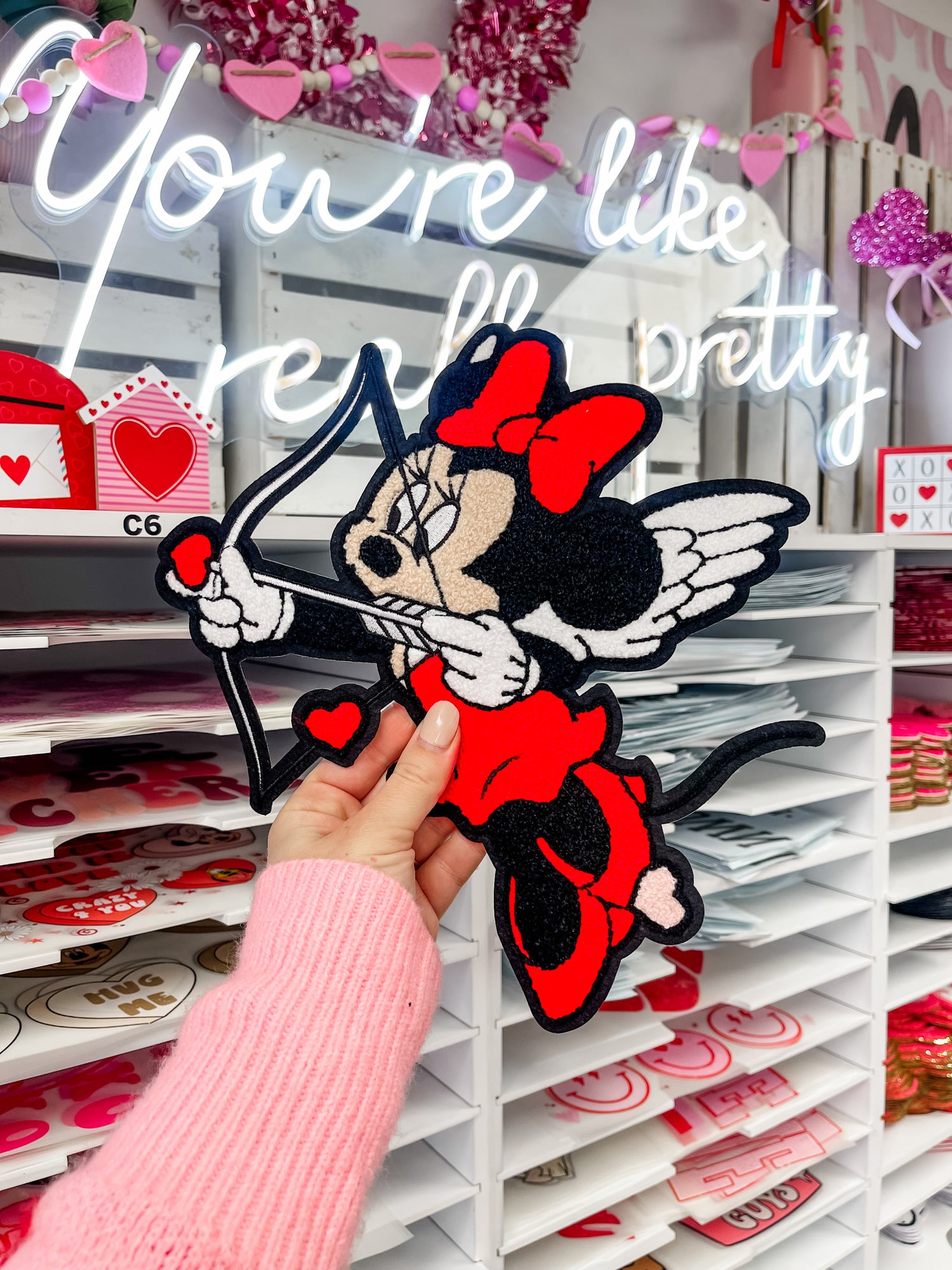 Valentine Minnie Cupid Chenille Patch