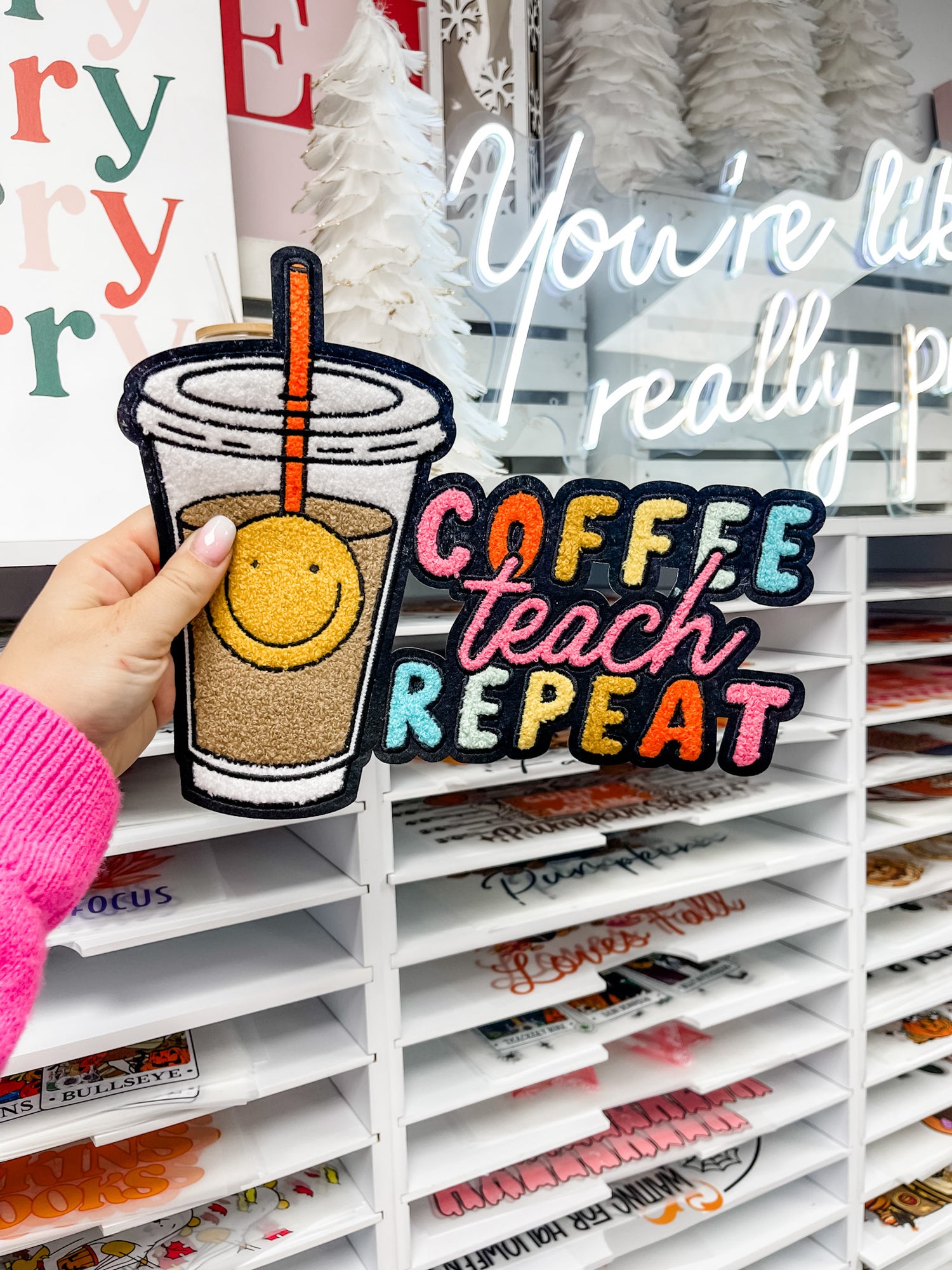 Coffee Teach Repeat Chenille Patch