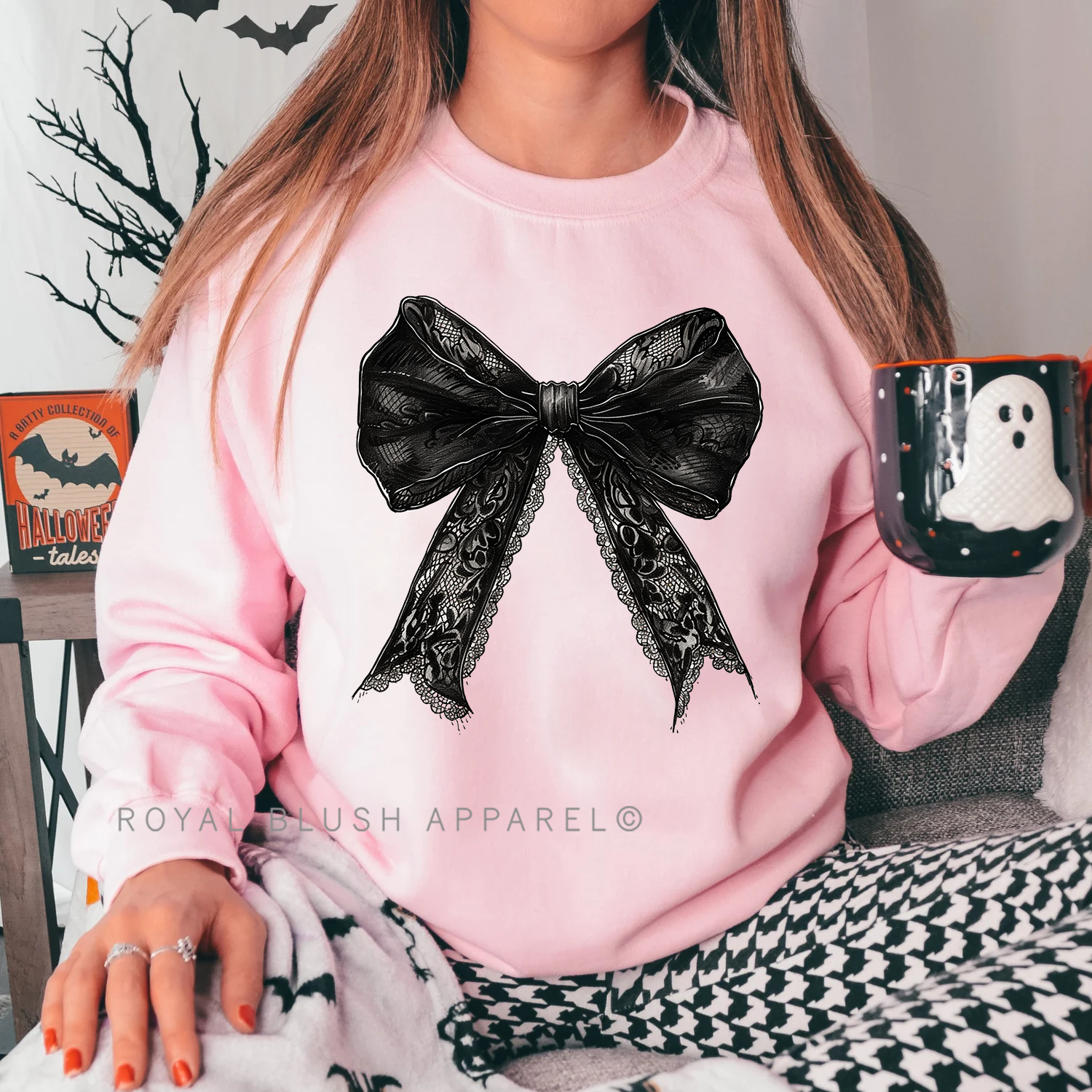 Black Lace Bow Full Color Transfer