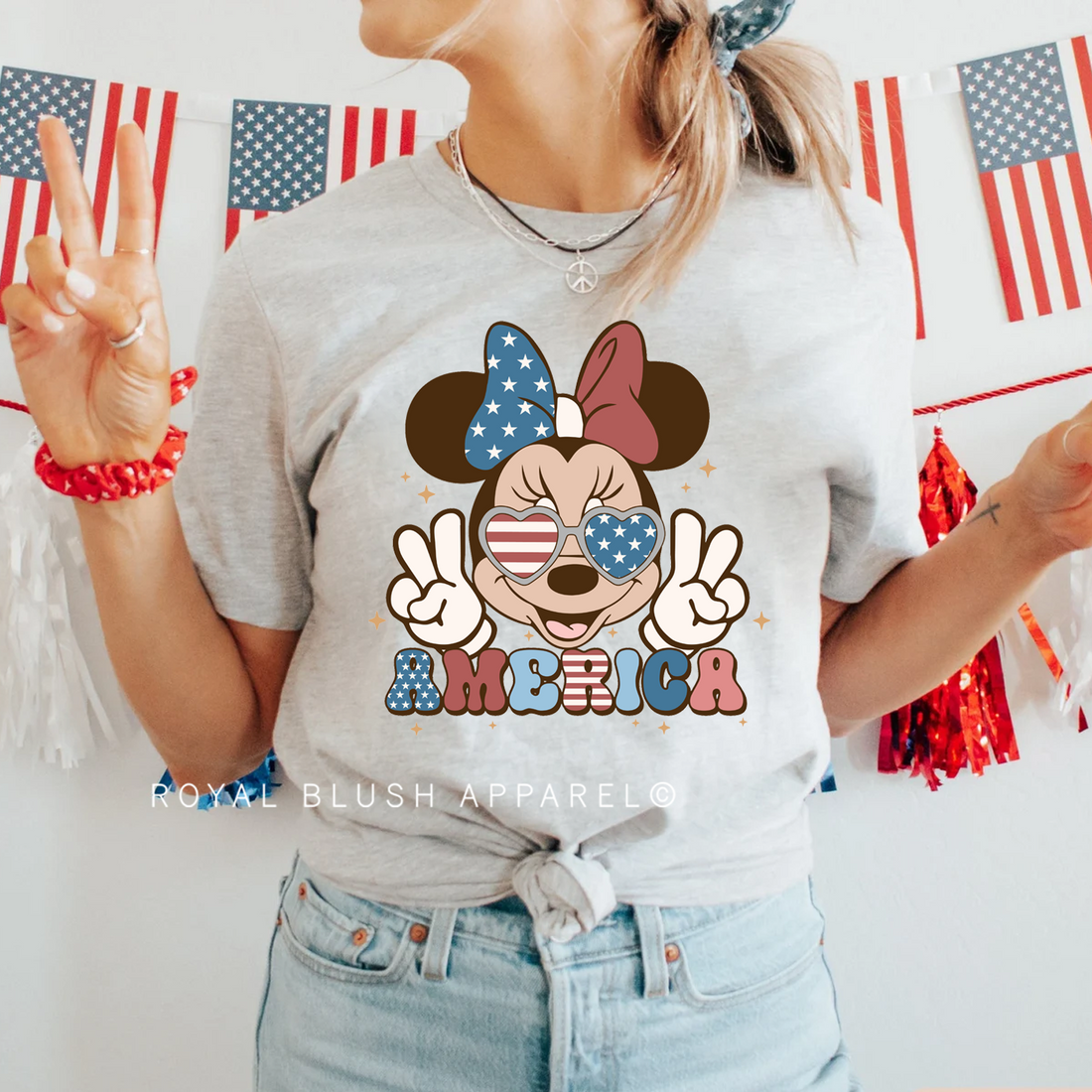 Peace Minnie America Full Color Transfer