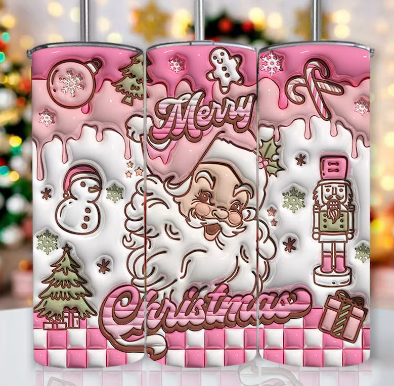 Santa Merry Christmas 20oz 3D Inflated Sublimation Wrap