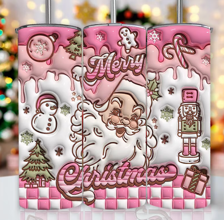 Emballage de sublimation gonflé 3D Santa Joyeux Noël 20oz