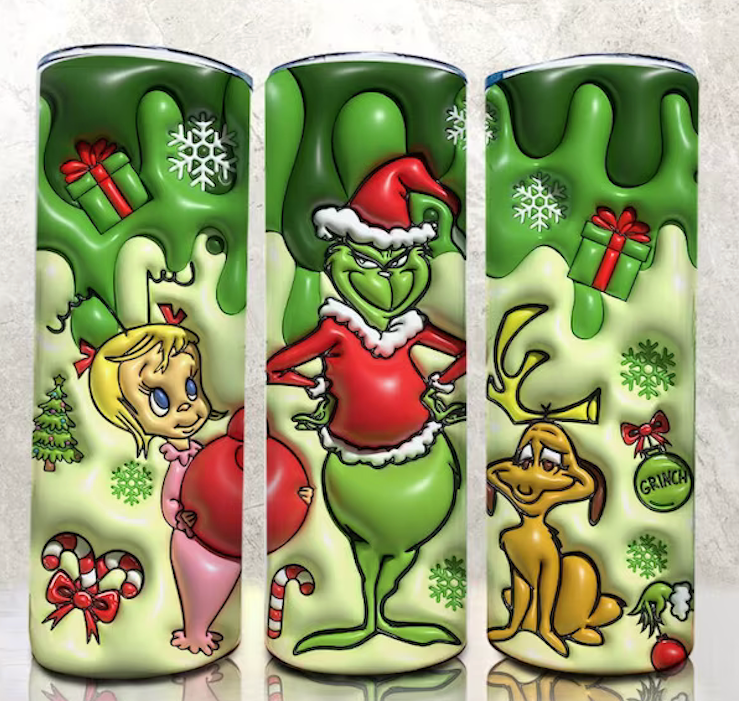 Green Grinch 20oz 3D Inflated Sublimation Wrap
