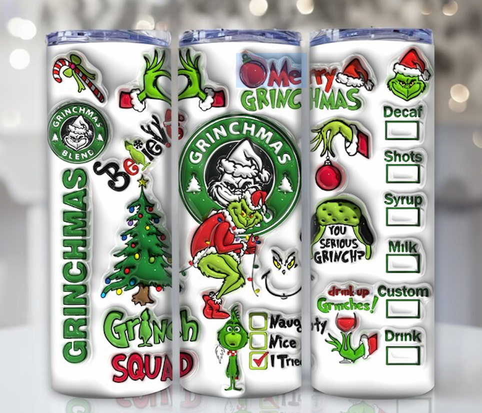 Grinchmas Circle 20oz 3D Inflated Sublimation Wrap