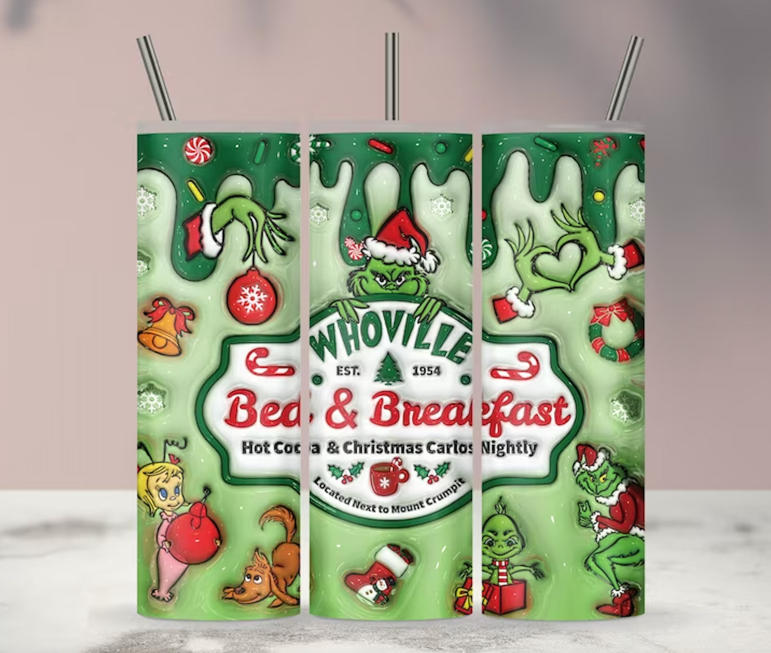 Whoville Bed &amp;amp; Breakfast Enveloppement de sublimation gonflé 3D de 20 oz