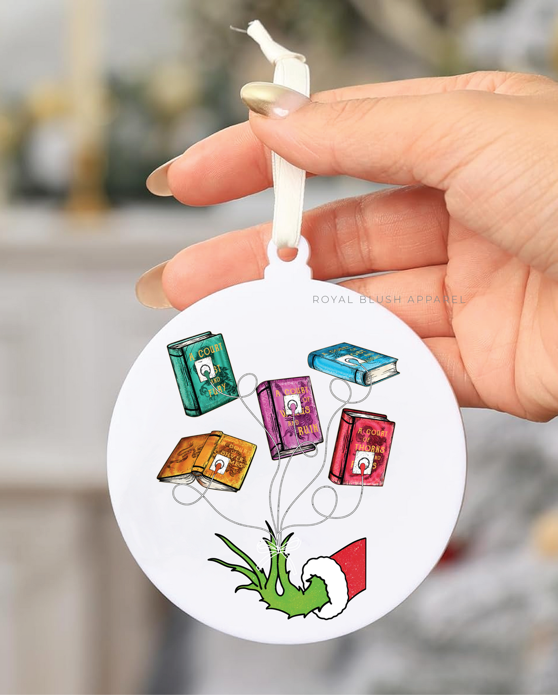 Acotar Grinch Books 3&quot; Acrylic Ornament UV DTF Sticker