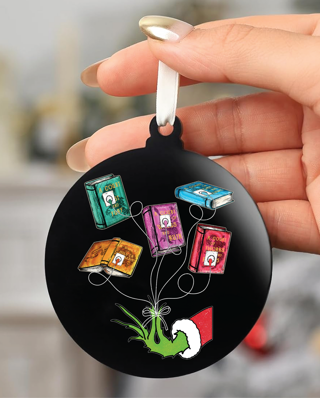 Acotar Grinch Books 3" Acrylic Ornament UV DTF Sticker