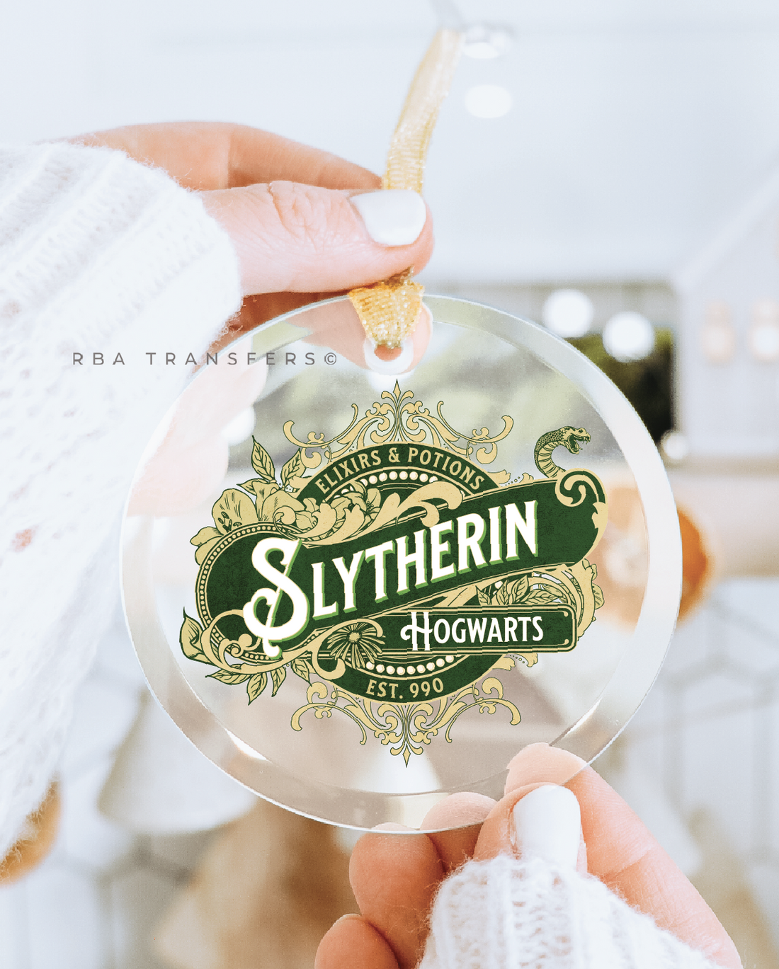 Slytherin Hogwarts 3&quot; Acrylic Ornament UV DTF Sticker