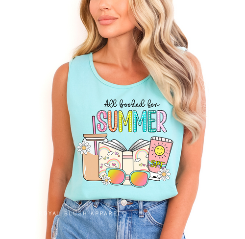 Bookish Summer DTF Transfer ready-to-press DTF transfer shown on apparel