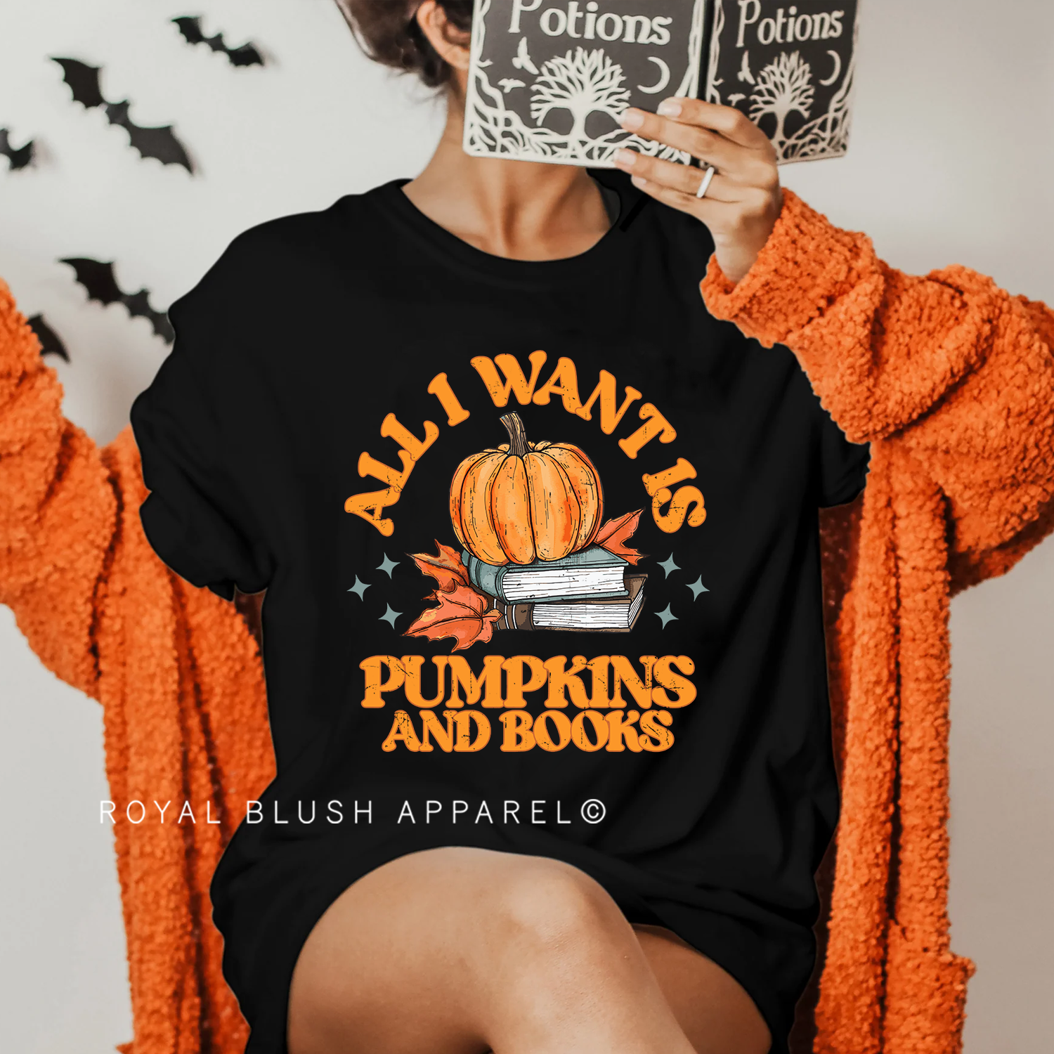 All I Want Is Pumpkins And Books Full Color Transfer