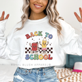 Youth Back To School DTF Transfer ready-to-press DTF transfer shown on apparel