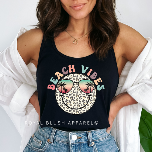 Beach Vibes Smiley DTF Transfer ready-to-press DTF transfer shown on apparel