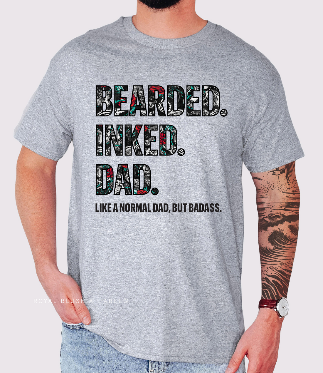 Bearded Inked Dad Full Color Transfer