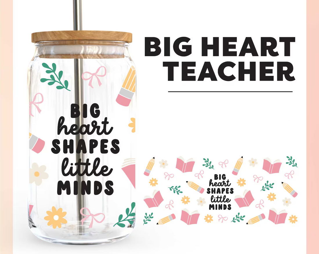 Big Heart Teacher Wrap UV DTF Sticker