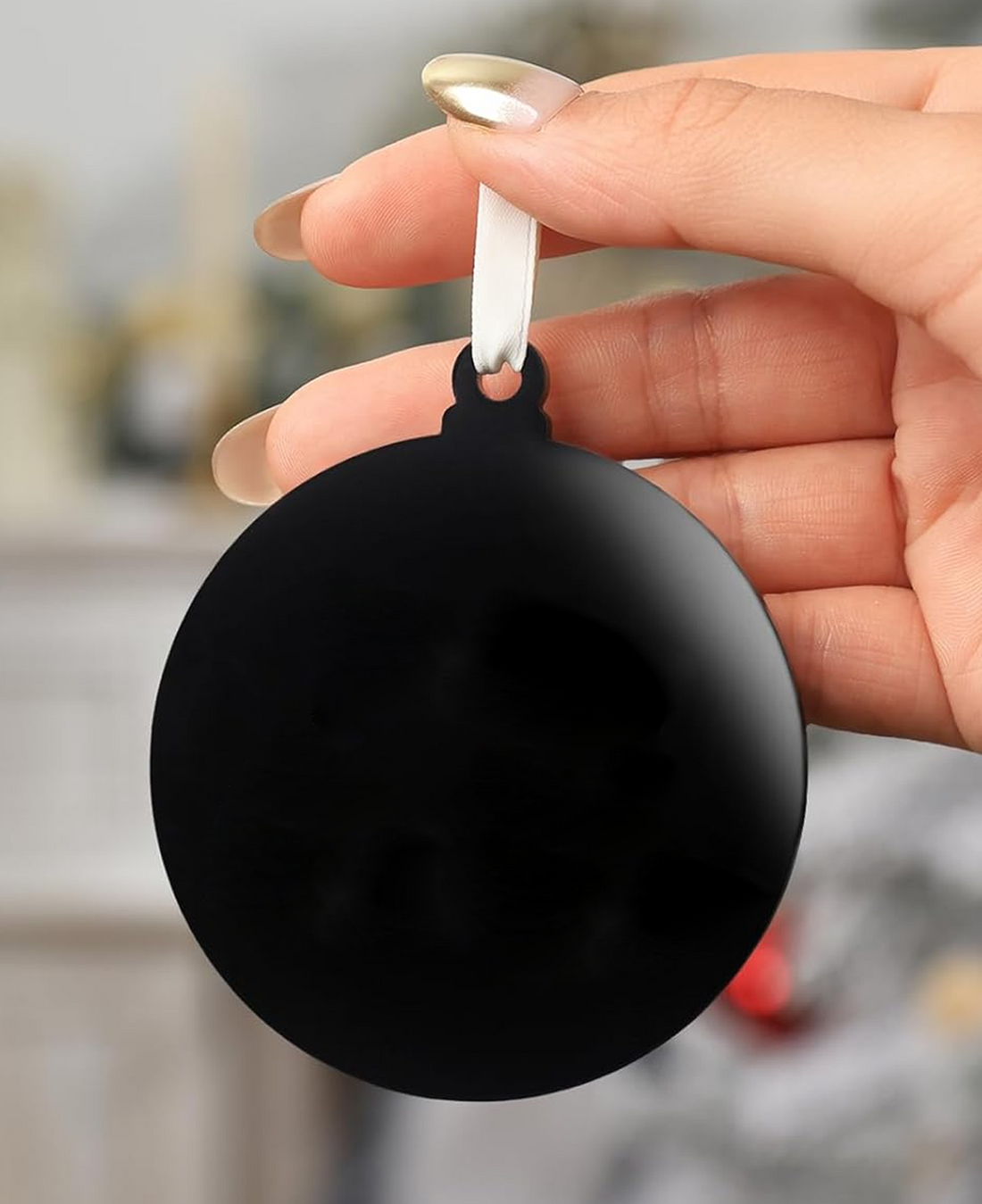 Black Round 3&quot; Acrylic Ornament