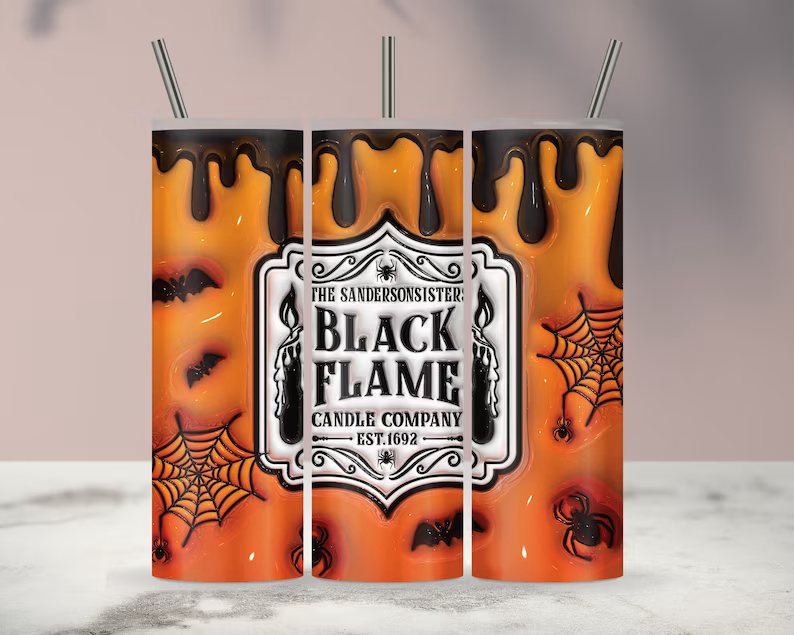 Black Flame Candle Company Emballage de sublimation gonflé 3D de 20 oz