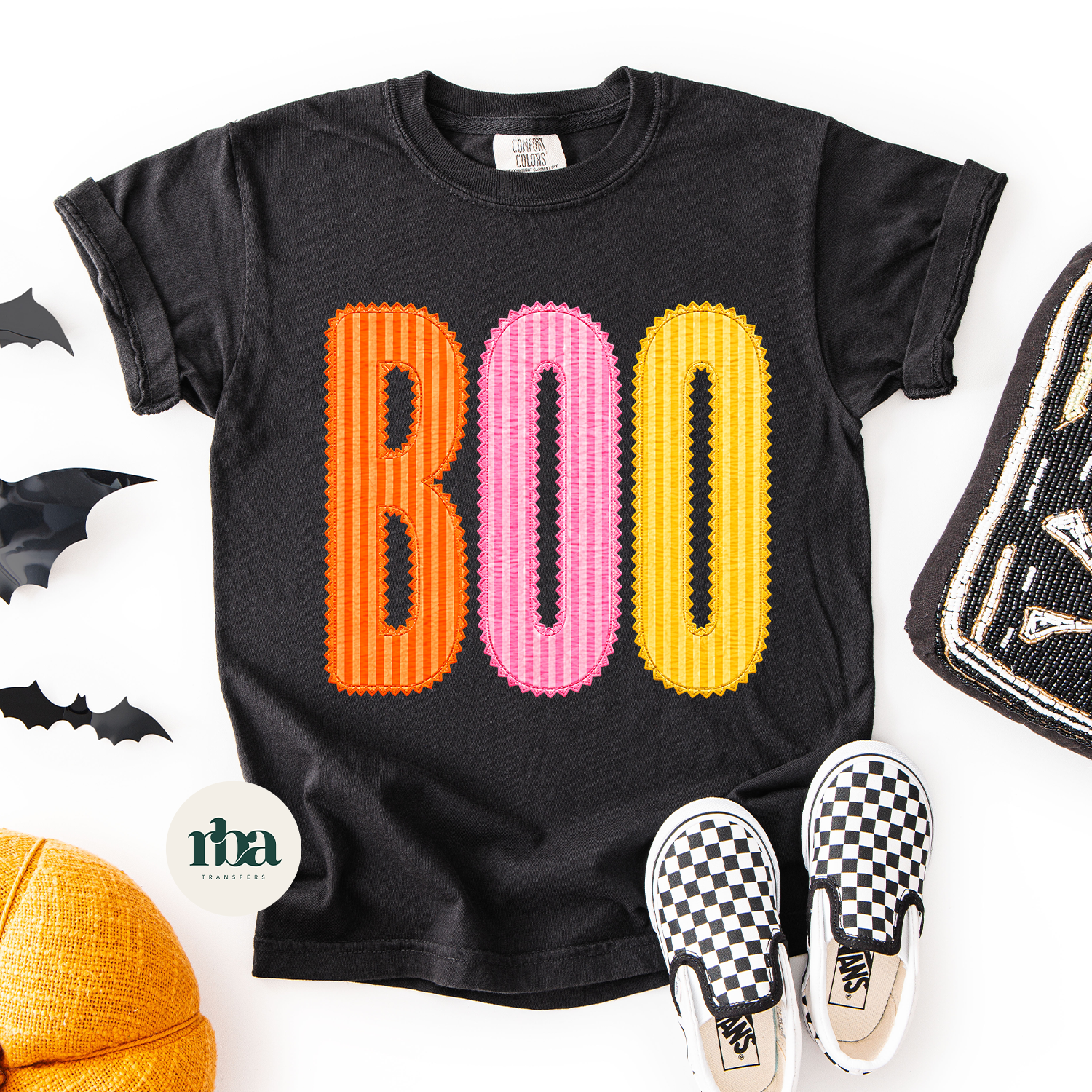 BOO Youth DTF Transfer ready-to-press DTF transfer shown on apparel