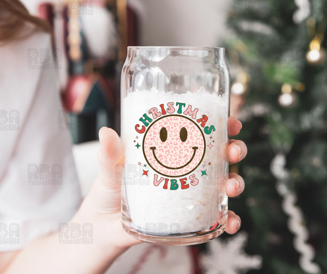 Smiley Christmas Vibes UV DTF Sticker