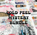Cold Peel DTF Mystery Bundle with 10 premium ready-to-press heat transfers for custom apparel.