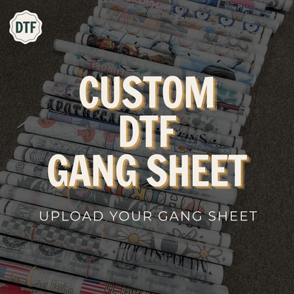 Custom DTF gang sheets with premium hot peel DTF transfers ready for apparel printing