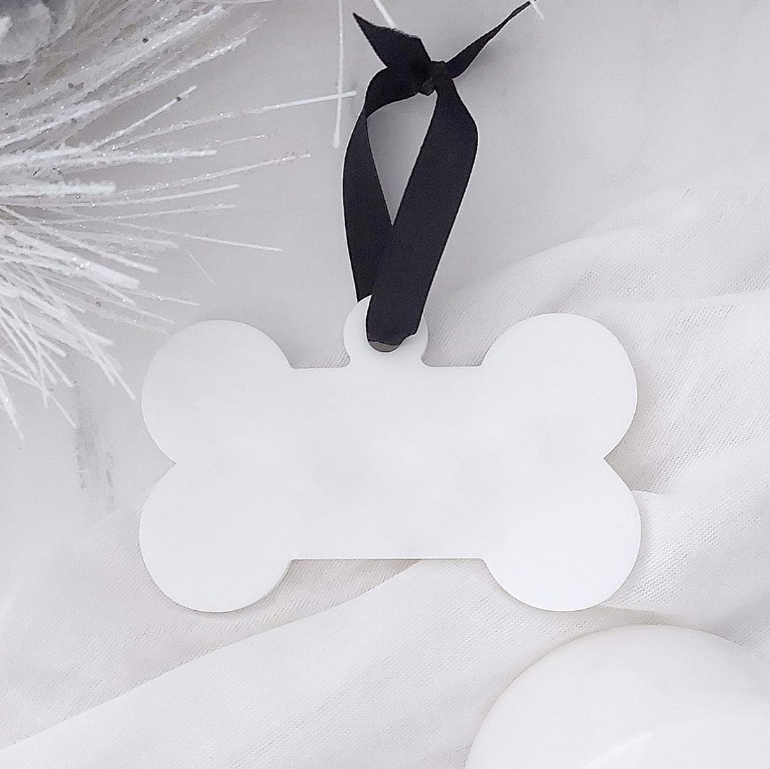 White Dog Bone 3.5&quot; Acrylic Ornament