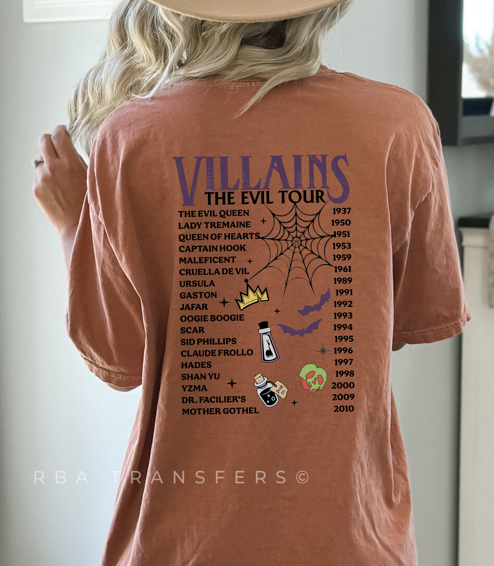 Villains Evil Tour Retour Transfert couleur 