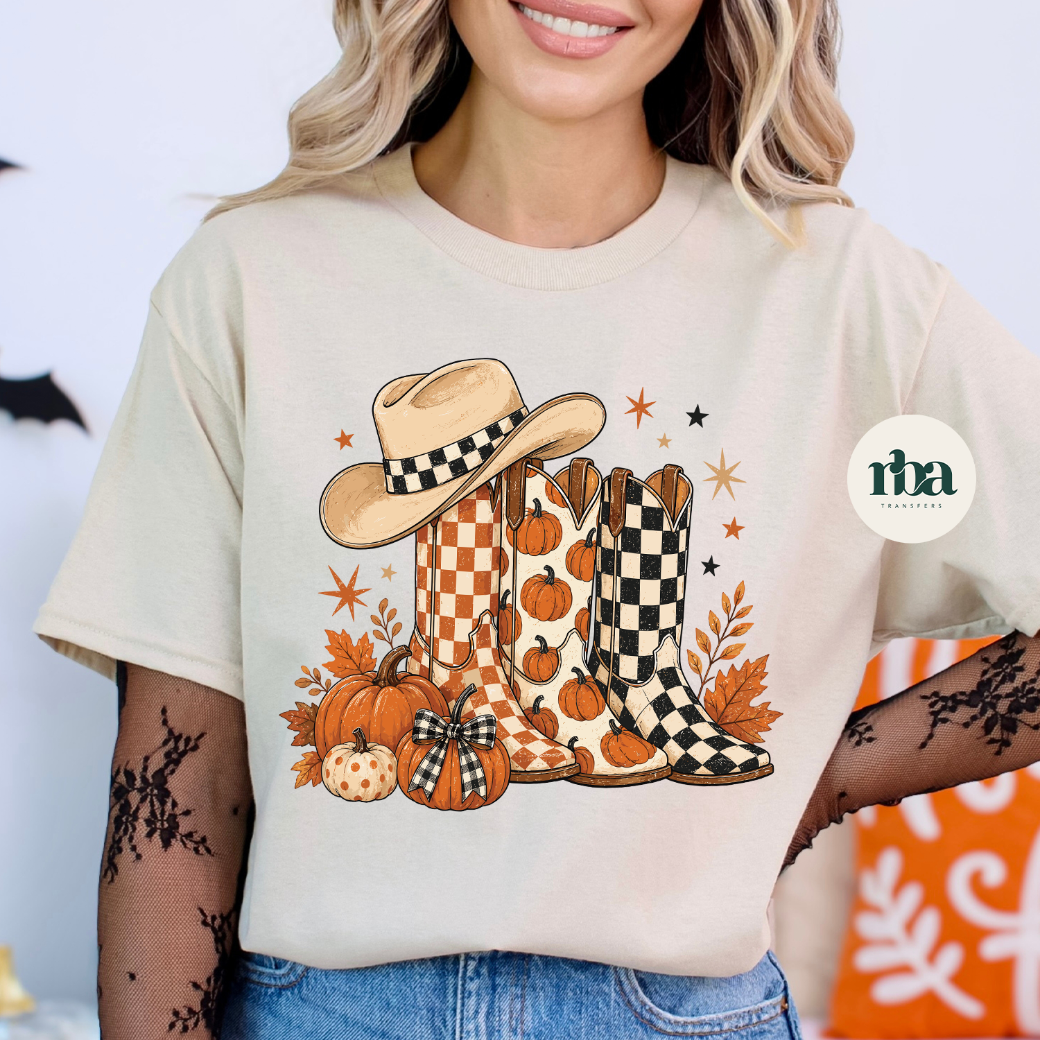 Fall Cowgirl Boots DTF Transfer