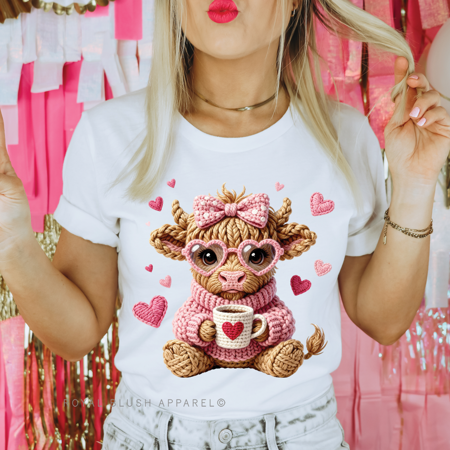 Sunglasses Cow Faux-Yarn Full Color Transfer