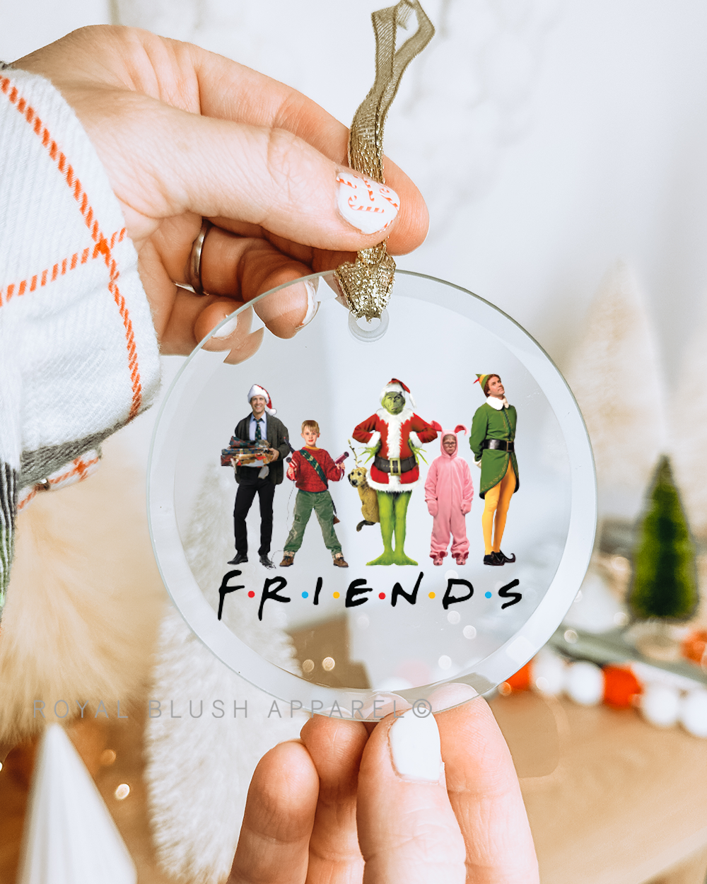 Christmas Friends 3&quot; Acrylic Ornament UV DTF Sticker