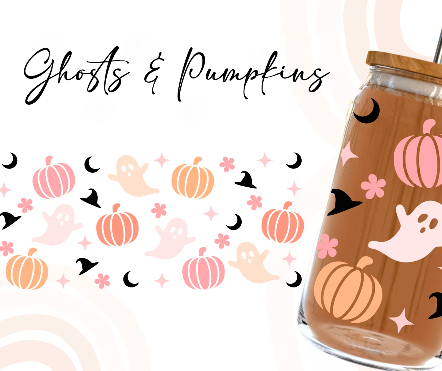 Ghosts &amp; Pumpkins Wrap UV DTF Sticker