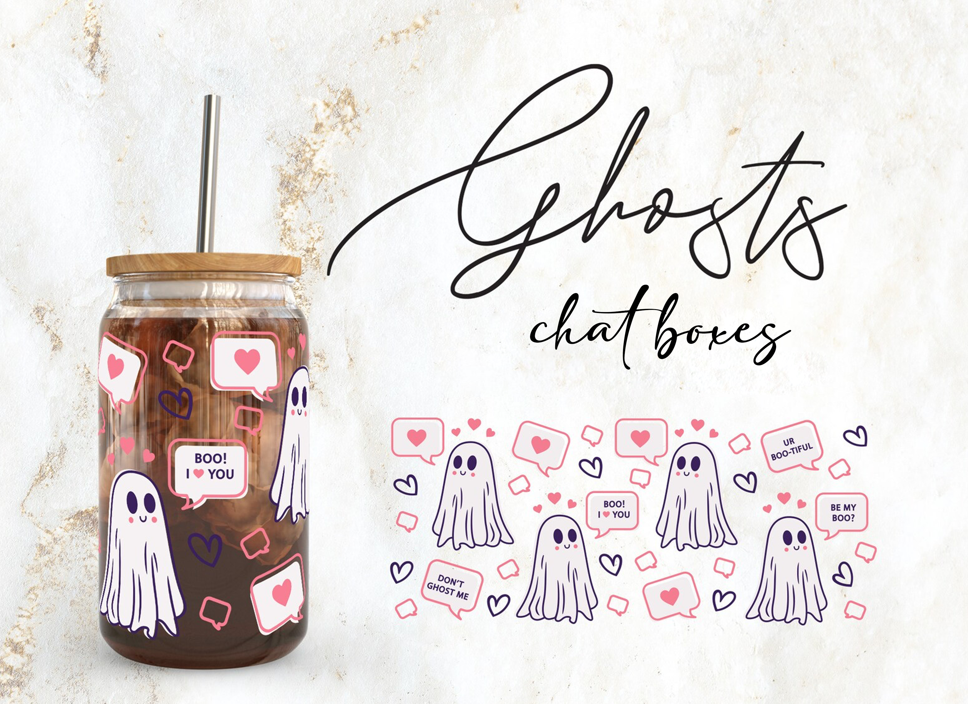 Ghosts Chat Boxes Wrap UV DTF Sticker