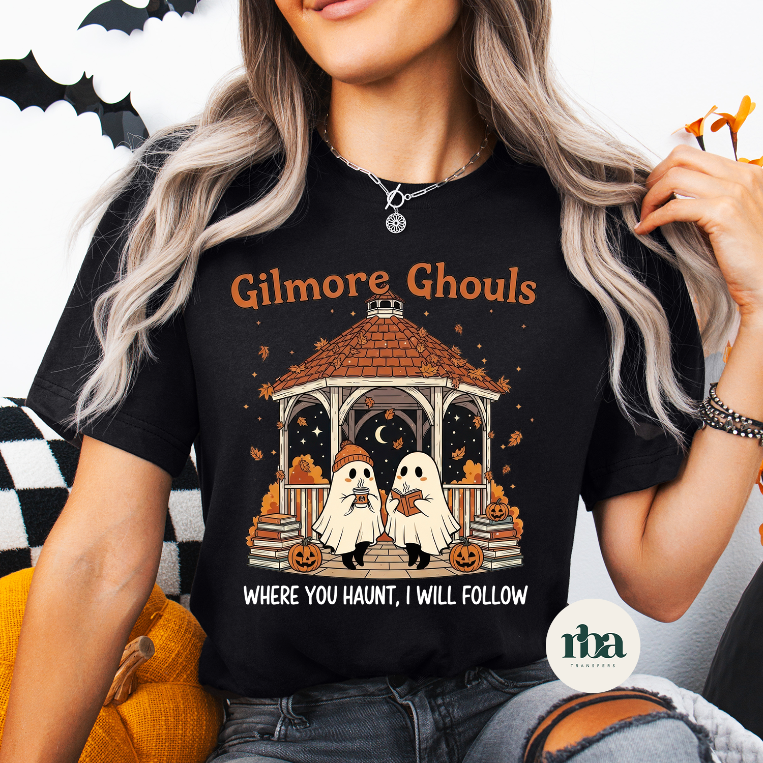 Gilmore Ghouls DTF Transfer ready-to-press DTF transfer shown on apparel