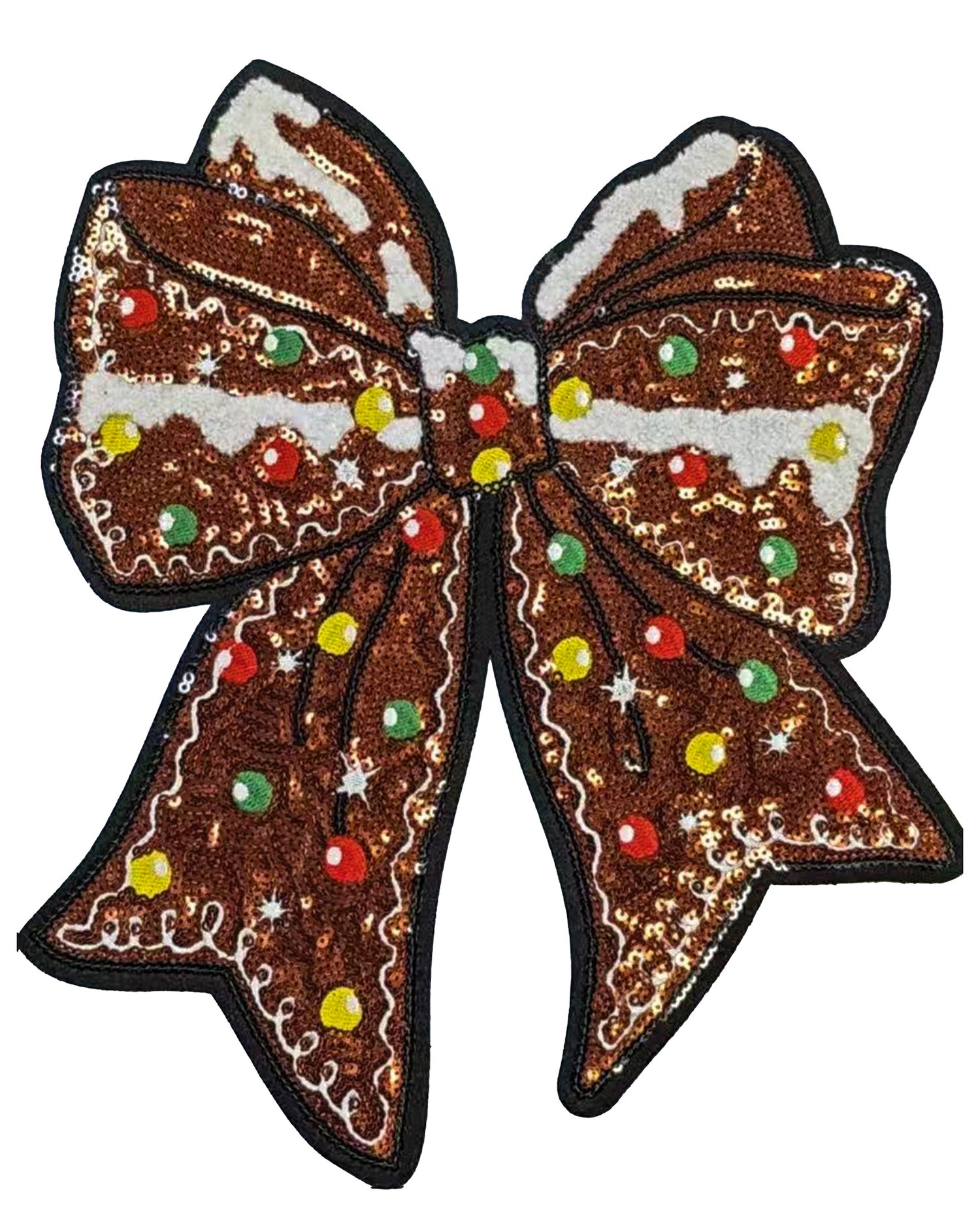 PRE-ORDER Gingerbread Bow Sequin Patch