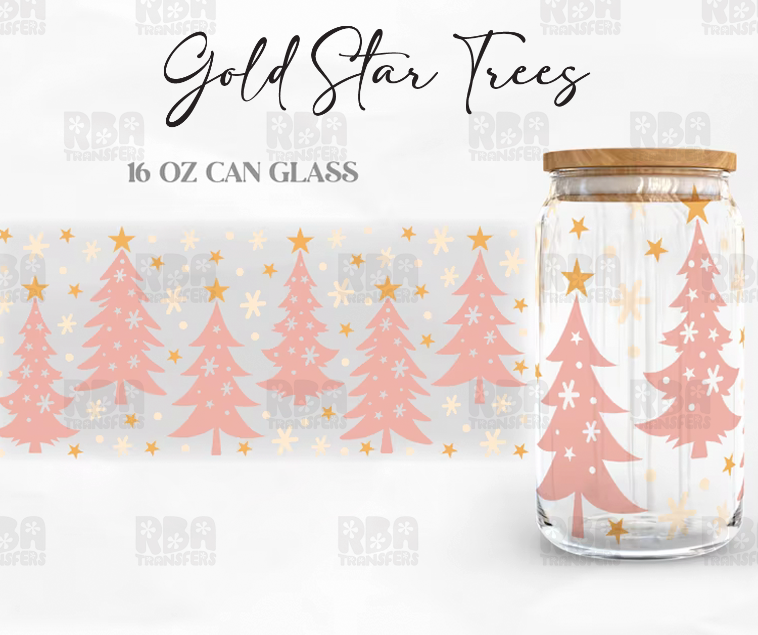 Gold Star Trees Wrap UV DTF Sticker