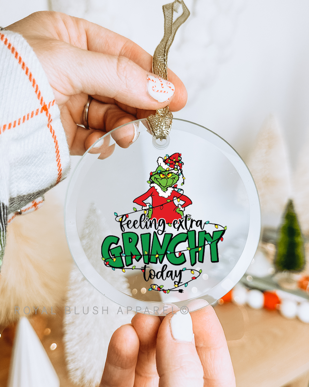 Feeling Extra Grinchy Today 3&quot; Acrylic Ornament UV DTF Sticker