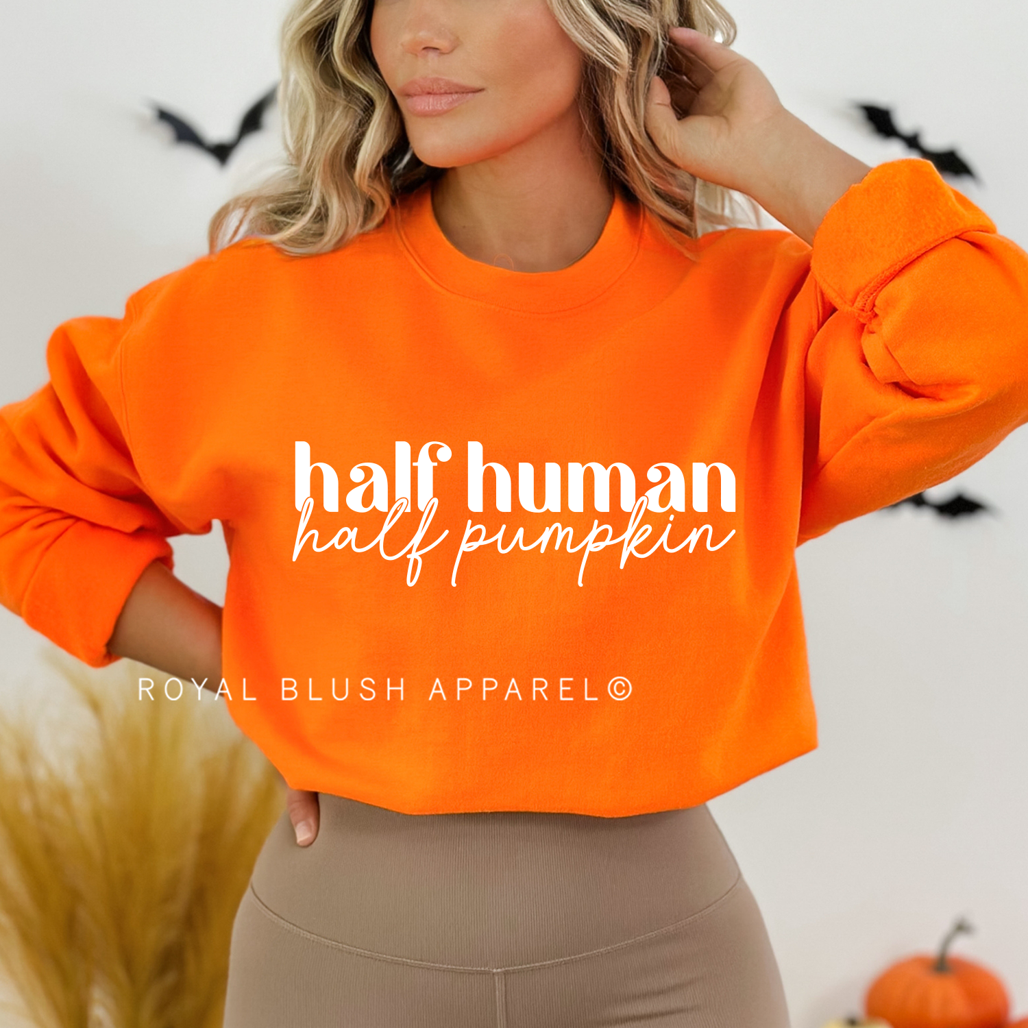 Half Human Half Pumpkin Screen Print Transfer