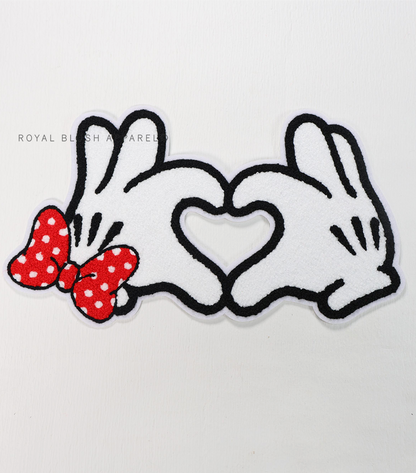 Heart Minnie and Mickey Hands Chenille Patch