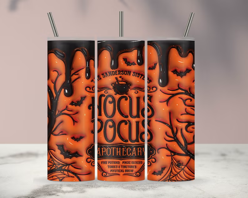 Hocus Pocus Apothicaire 20oz Enveloppement de sublimation gonflé 3D