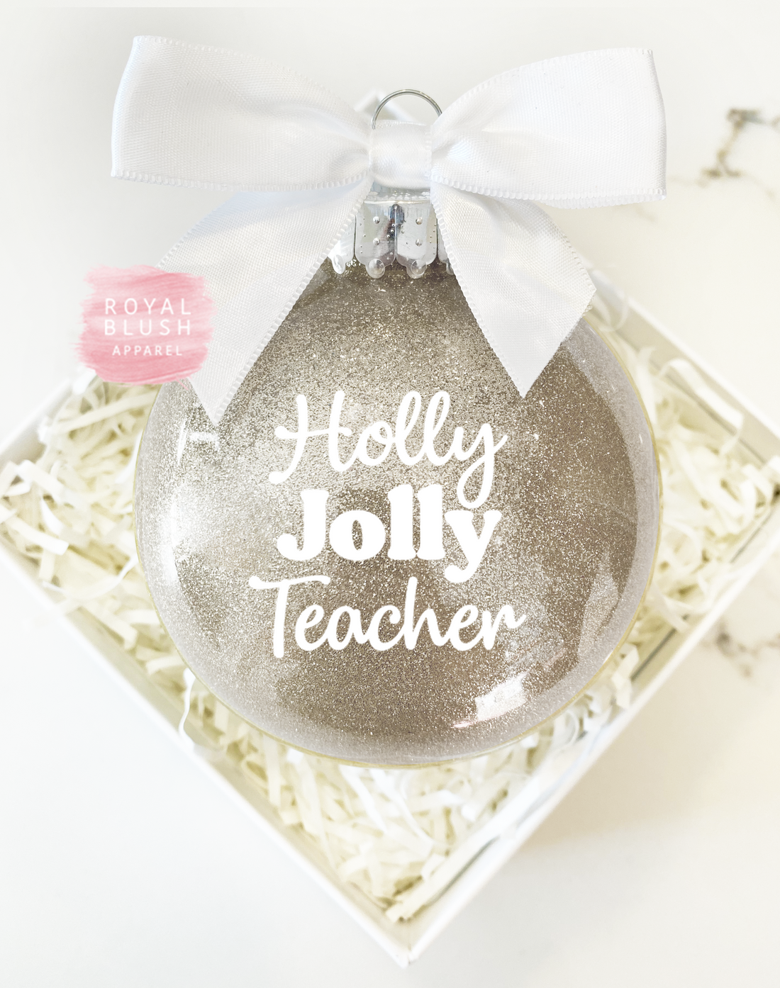 Holly Jolly Teacher 4&quot; Ornament UV DTF Sticker