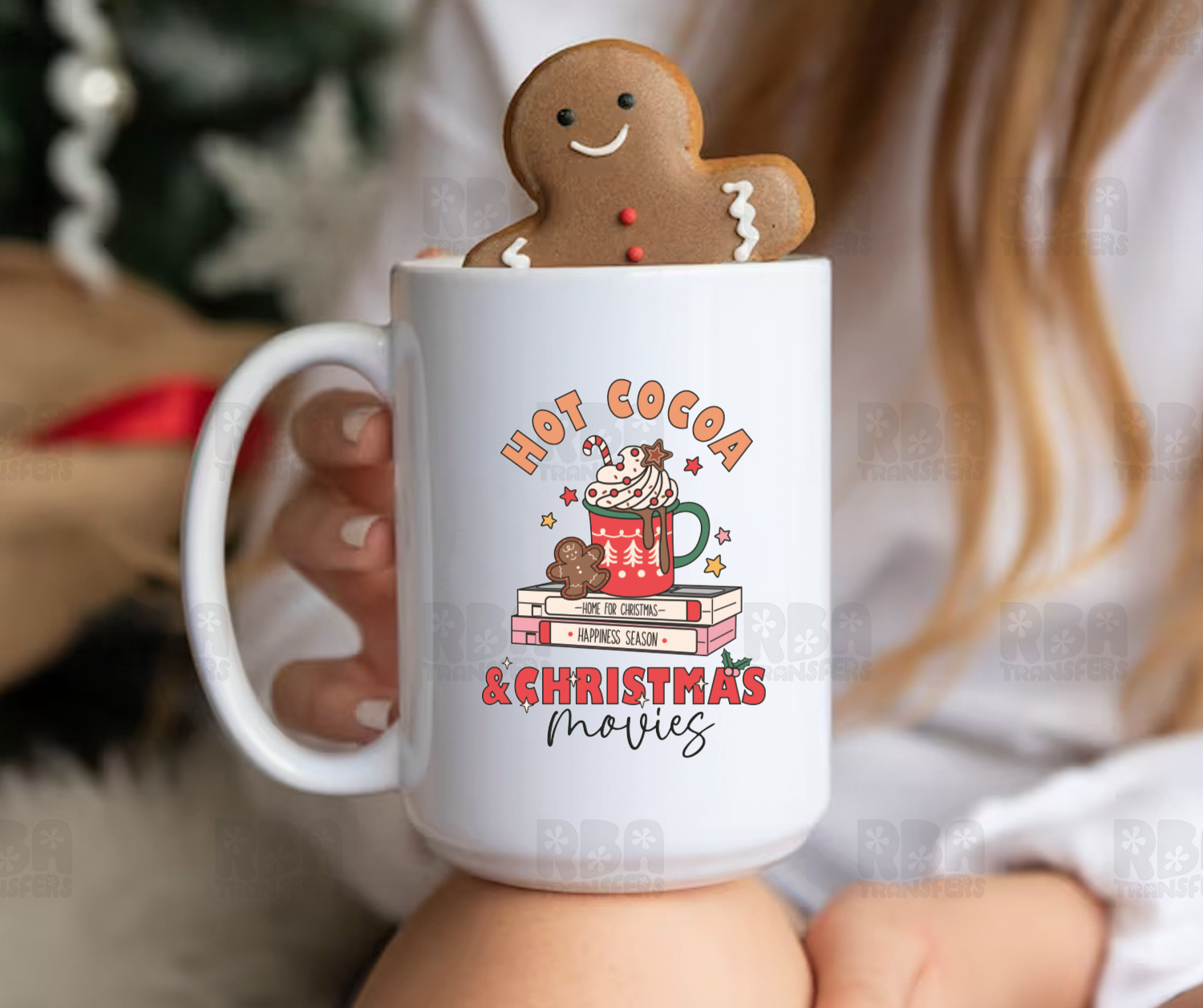 Hot Cocoa &amp; Christmas Movies UV DTF Sticker