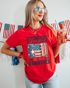 Getting Star Spangled Hammered DTF Transfer ready-to-press DTF transfer shown on apparel