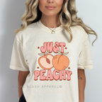 Just Peachy DTF Transfer ready-to-press DTF transfer shown on apparel