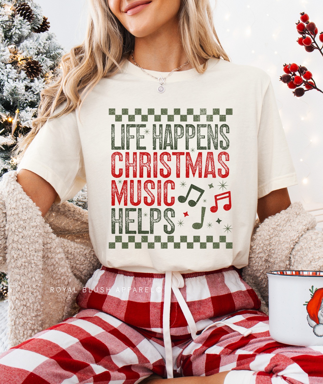 Life Happens Christmas Music Helps Full Colour Transfer