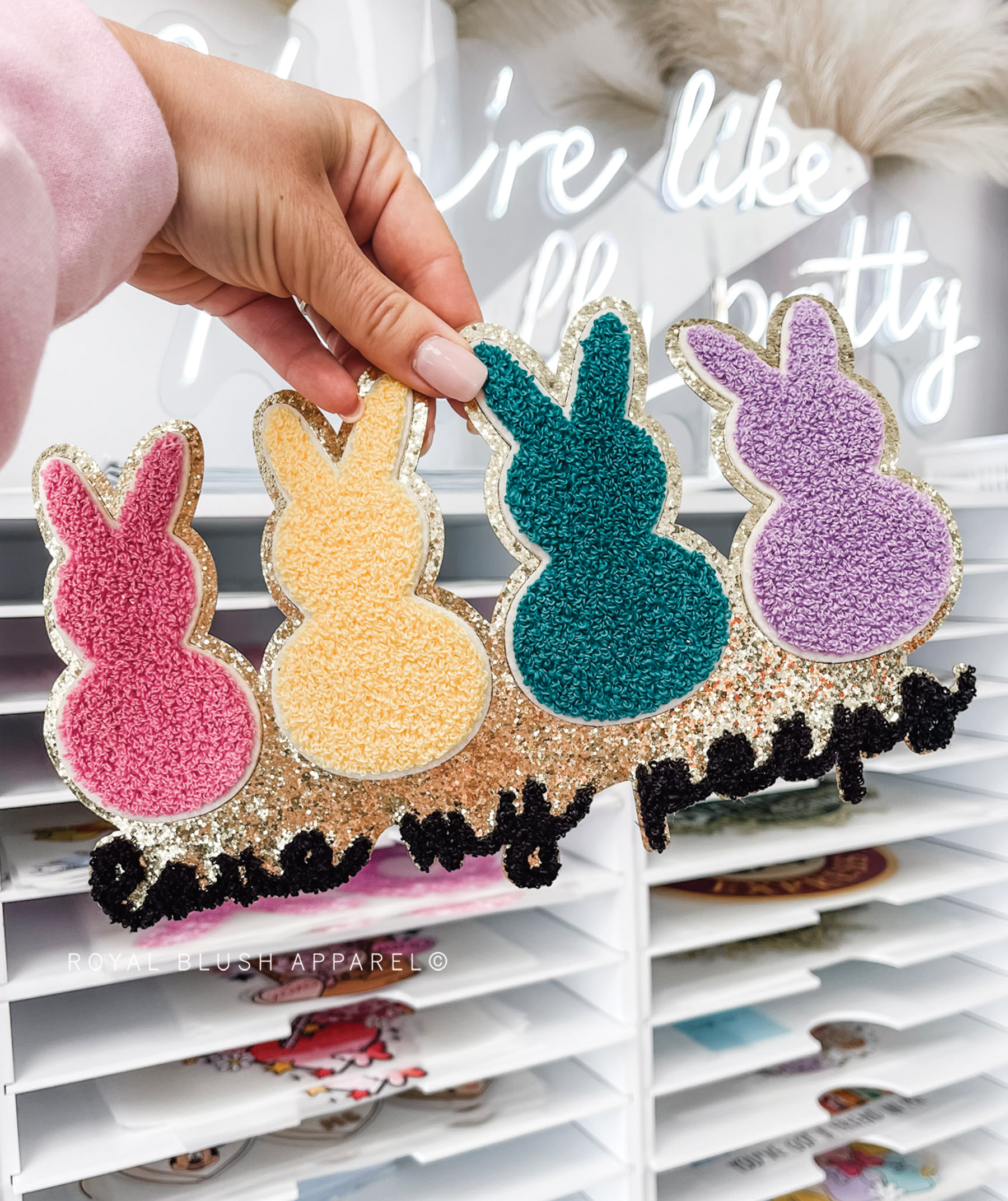 Love My Peeps Easter Bunnies Chenille Patch