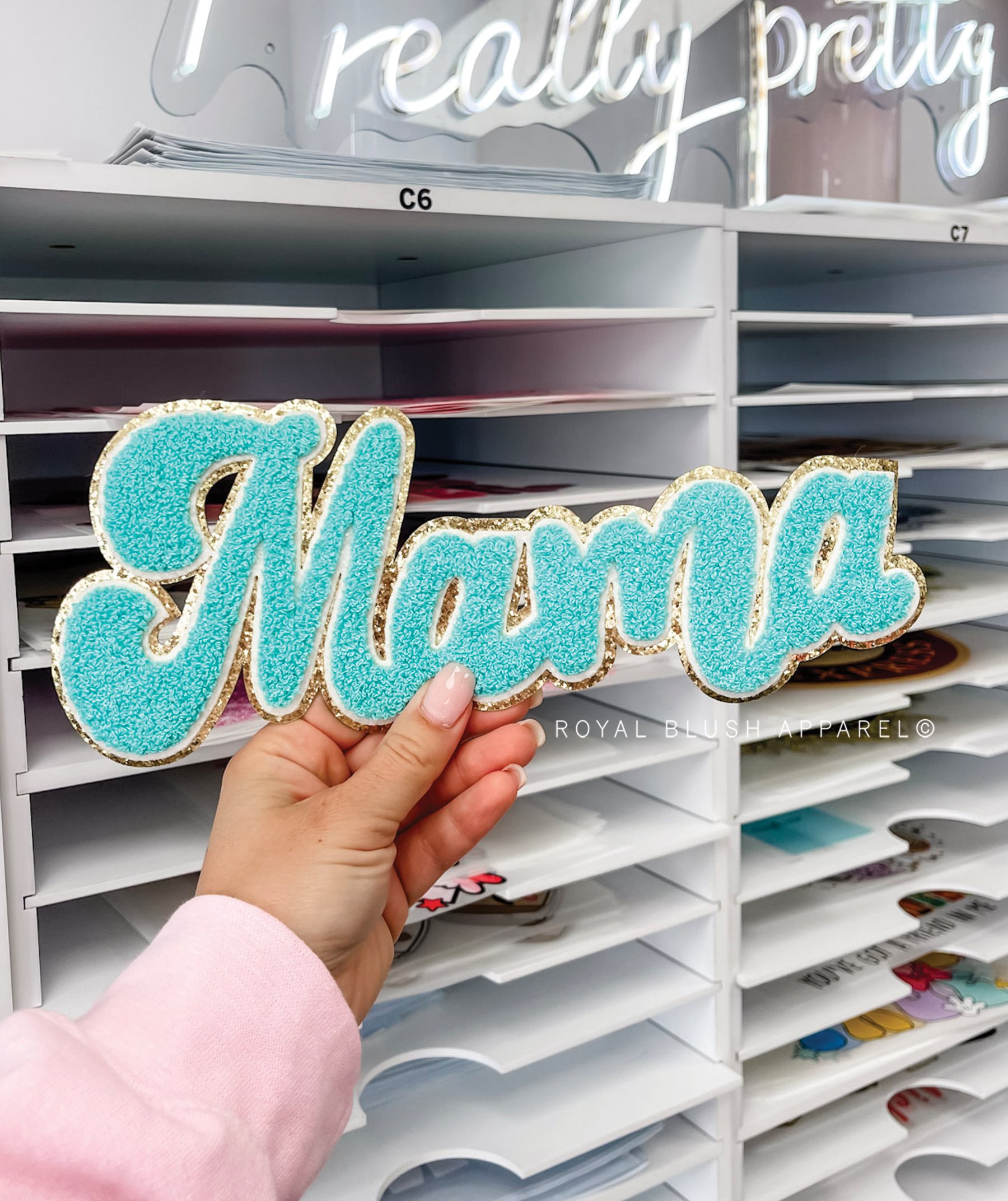 Mama Teal Chenille Patch