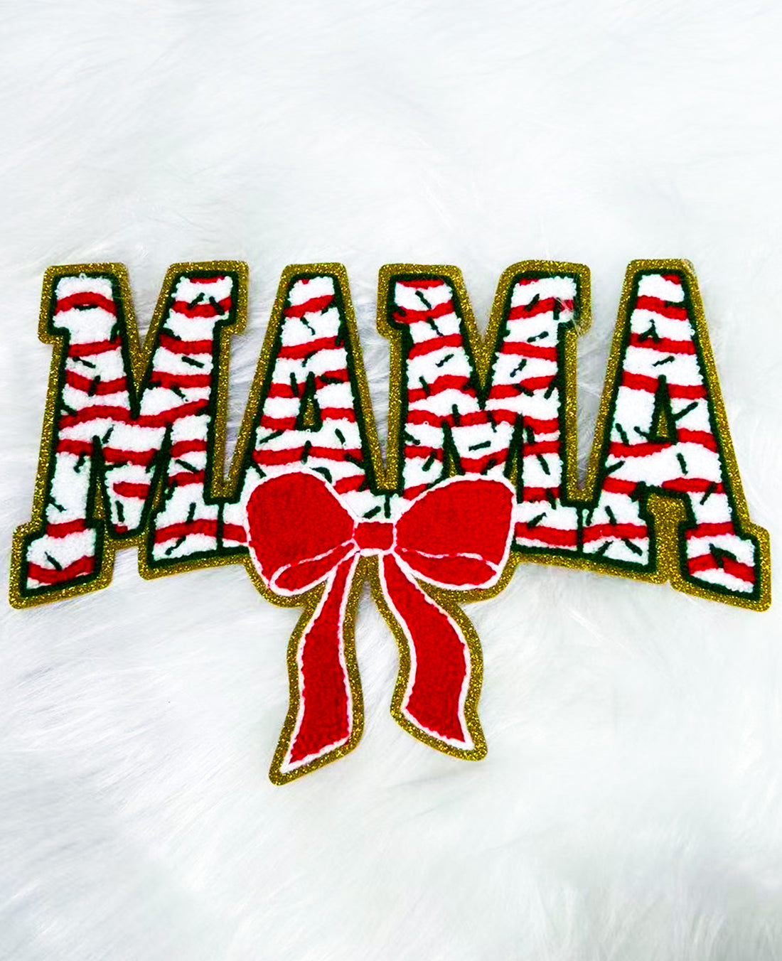 PRE-ORDER Mama Christmas Bow Chenille Patch