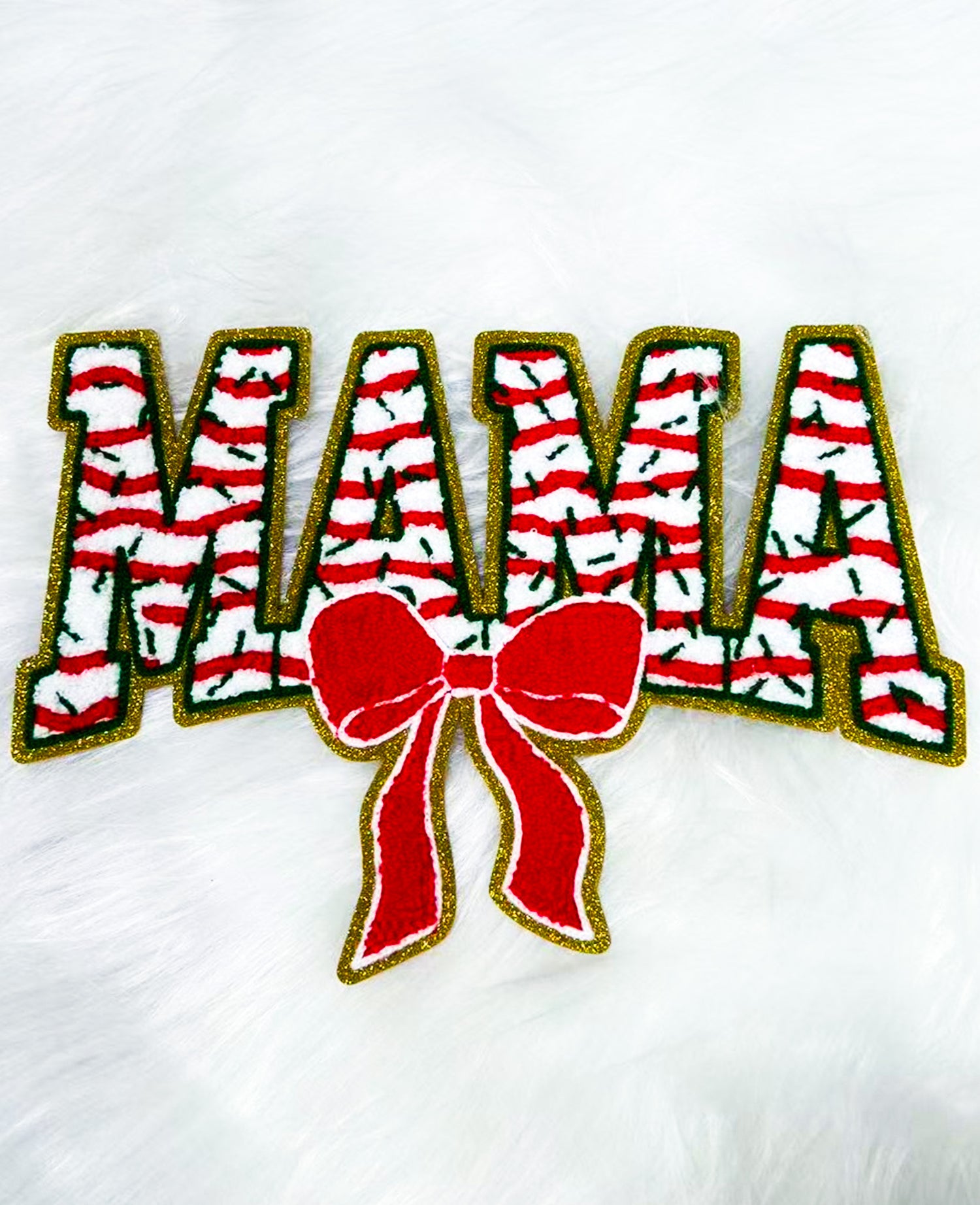 PRE-ORDER Mama Christmas Bow Chenille Patch